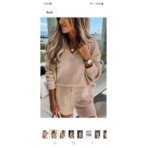 New Small PrettyGarden 2pc Outfit Long Sleeve Sweater Knit Pullover and Shorts - Picture 2 of 8